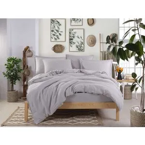 Sivi Muslin Set Posteljine sa Dvostrukim Pokrivačem