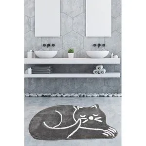 Sleeping Cat - Grey Grey Acrylic Bathmat