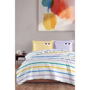 Smešan - Žuti, Ljubičasti Dvostruki Pokrivač za Krevet