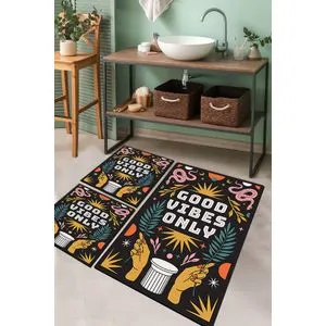 Snake Trinket Multicolor Bathmat Set (3 Pieces)