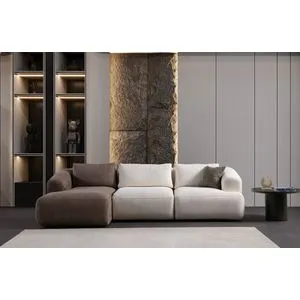Sofija (Chl L + O1 + 1R) Braon-Bela Ugaona Sofa
