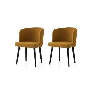 Soft - 4107 V2 Crna i Žuta Stolica Set (2 Komada)