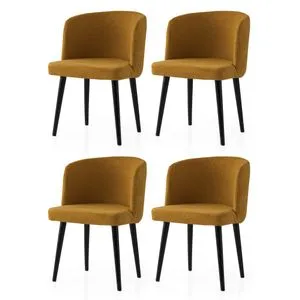 Soft - 4107 V4 Crno-Žuti Set Stolica (4 Komada)