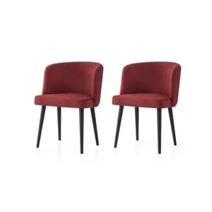 Soft - 4109 V2 Crna i Crvena Stolica Set (2 Komada)