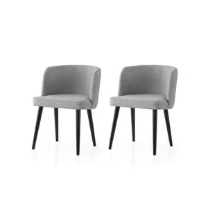 Soft - 4112 V2 Crna i Svetlo Siva Stolica Set (2 Komada)