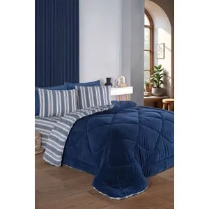 Soft Line - Navy Navy Blue Double Sleep Set