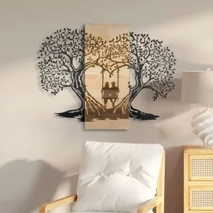 Sogno Forestale -1 NaturalBlack Decorative Wooden Wall Accessory