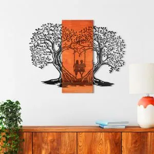 Sogno Forestale -4 RedBlack Decorative Wooden Wall Accessory