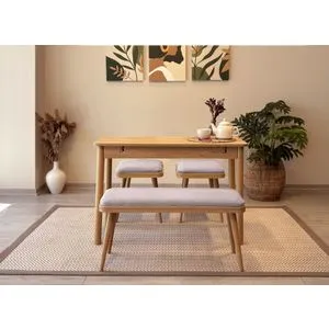 Soho Grey Ekstenzibilni Trpezarijski Sto i Stolice Set (4 Komada)