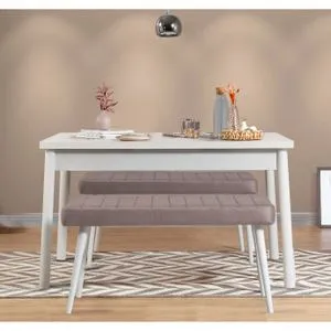 Soho Grey Trpezarijski Sto i Klupa Set (3 Komada)