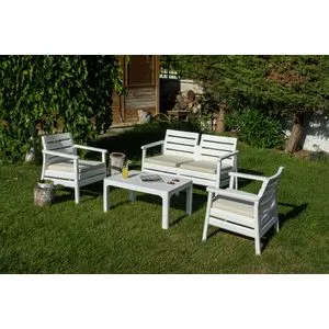 Solemare - White White Garden Lounge Set