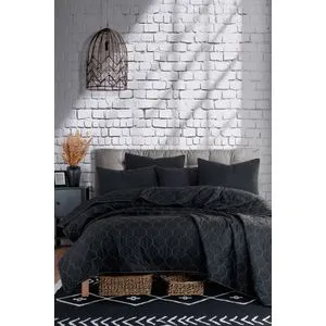 Solid - Black Black King Quilted Bedspread (IT) (ES)