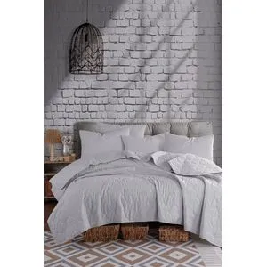 Solid - Grey Grey King Quilted Bedspread Set (FR)