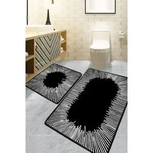 Somber - Black Black Bathmat Set (2 Pieces)