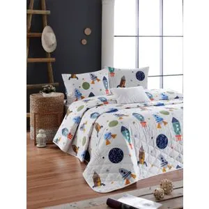 Spacex - Dark Blue vPoly Multicolor King Quilted Bedspread Set (FR)