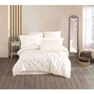 Spring - Cream Cream Embroidered Poplin Double Quilt Cover Set
