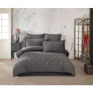 Spring - Grey Grey Embroidered Poplin Double Quilt Cover Set