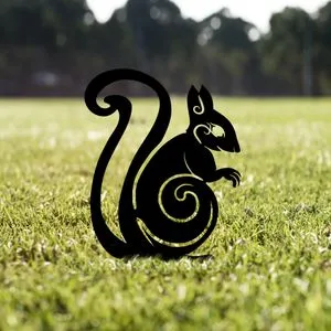 Squirrel 01 Black Decorative Garden Object