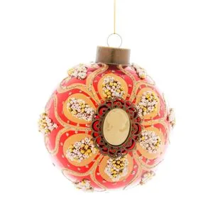 Staklena crvena kugla sa likom D.8CM