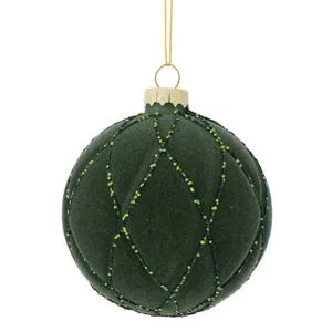 Staklena kugla sa plišom  zelena D.10CM