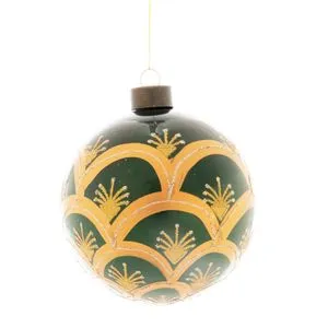 Staklena novogodišnja kugla ZELENO/zlatna D.8CM VETRO