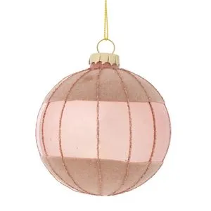 Staklena roze kugla, pliš/ sjaj  D.8CM Vetro