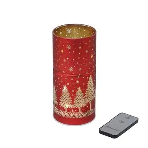Stakleni crveni svećnjak sa LED svetlom, baterije, daljinska kontrola D.10X30CM