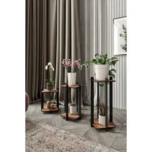 Stalak za cveće - Kvadratni drveni stalak od orahovog drveta