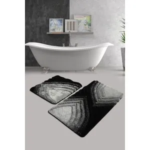 Stella - Anthracite Multicolor Acrylic Bathmat Set (2 Pieces)