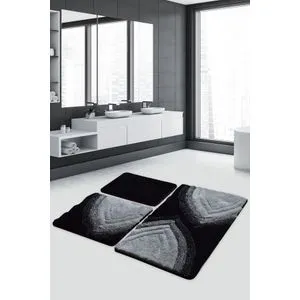 Stella - Anthracite Multicolor Acrylic Bathmat Set (3 Pieces)