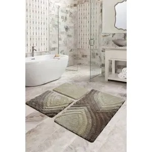 Stella - Brown Multicolor Acrylic Bathmat Set (3 Pieces)