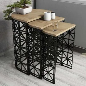 Stil Metal Ferforje - Oak Oak
Black Nesting Table (3 Pieces)