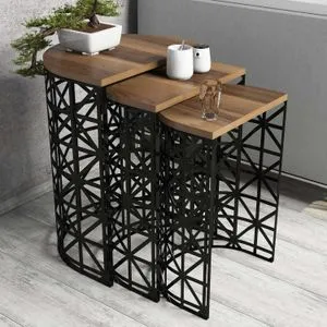 Stil Metal Ferforje - Walnut Walnut
Black Nesting Table (3 Pieces)