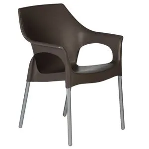 Stolica Stella sa aluminijumskim nogama - tamno moka