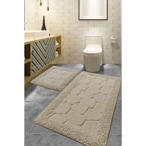 Stone - Beige Multicolor Bathmat Set (2 Pieces)