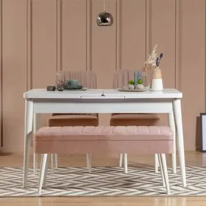 Stone Proširivi Trpezarijski Sto i Set Stolica (4 Komada)