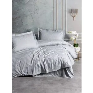 Stripe - Grey Grey Satin Single XXL Quilt Cover Set (DE)