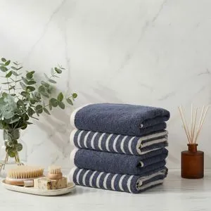 Stripe Melange - Dark Blue Dark Blue Hand Towel Set (4 Pieces)