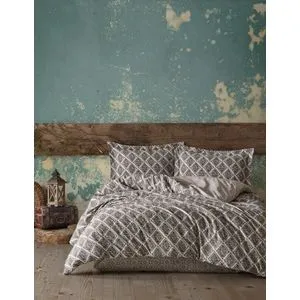 Sufi İkat Braon Bež King Posteljina Set