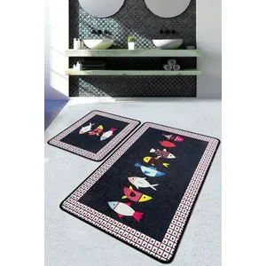 Swing of Fish Djt Multicolor Bathmat Set (2 Pieces)