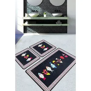 Swing of Fish Djt Multicolor Bathmat Set (3 Pieces)