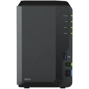 Synology DiskStation DS223, Tower, 2-bays 3.5'' SATA HDD/SSD, CPU 4-core 1.7 GHz, 2 GB DDR4 non-E...