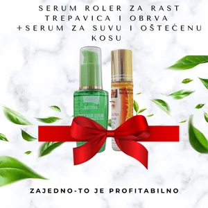 Tajlandski set Serum roler za rast trepavica i obrva + Serum  za suvu i oštećenu kosu