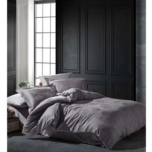 Talia - Dark Grey Dark Grey Satin Double Quilt Cover Set