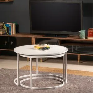 Tambur - White White Nesting Table (2 Pieces)