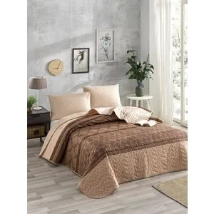 Tamno Braon Kraljevski Prekrivač sa Ušivenim Uzorkom