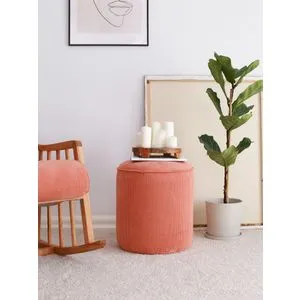 Teddy - Vermilion Coral Pouffe