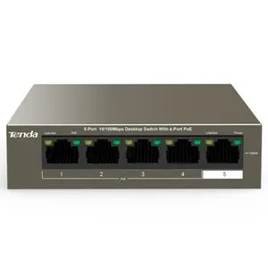 Tenda TEF1105P-4-63W 5-Port 10/100Mbps Desktop Switch with 4-Port PoE
