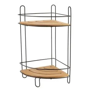 Tendance dvostruka ugaona polica 36,5x19,5x19,5 cm mdf/bambus crna 9118237