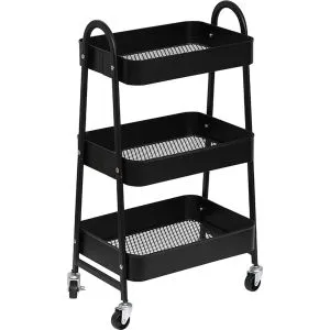 TENDANCE METALNA POLICA 43,5X31X79CM SA 3 NIVOA SA TOČKIĆIMA CRNA 98173108